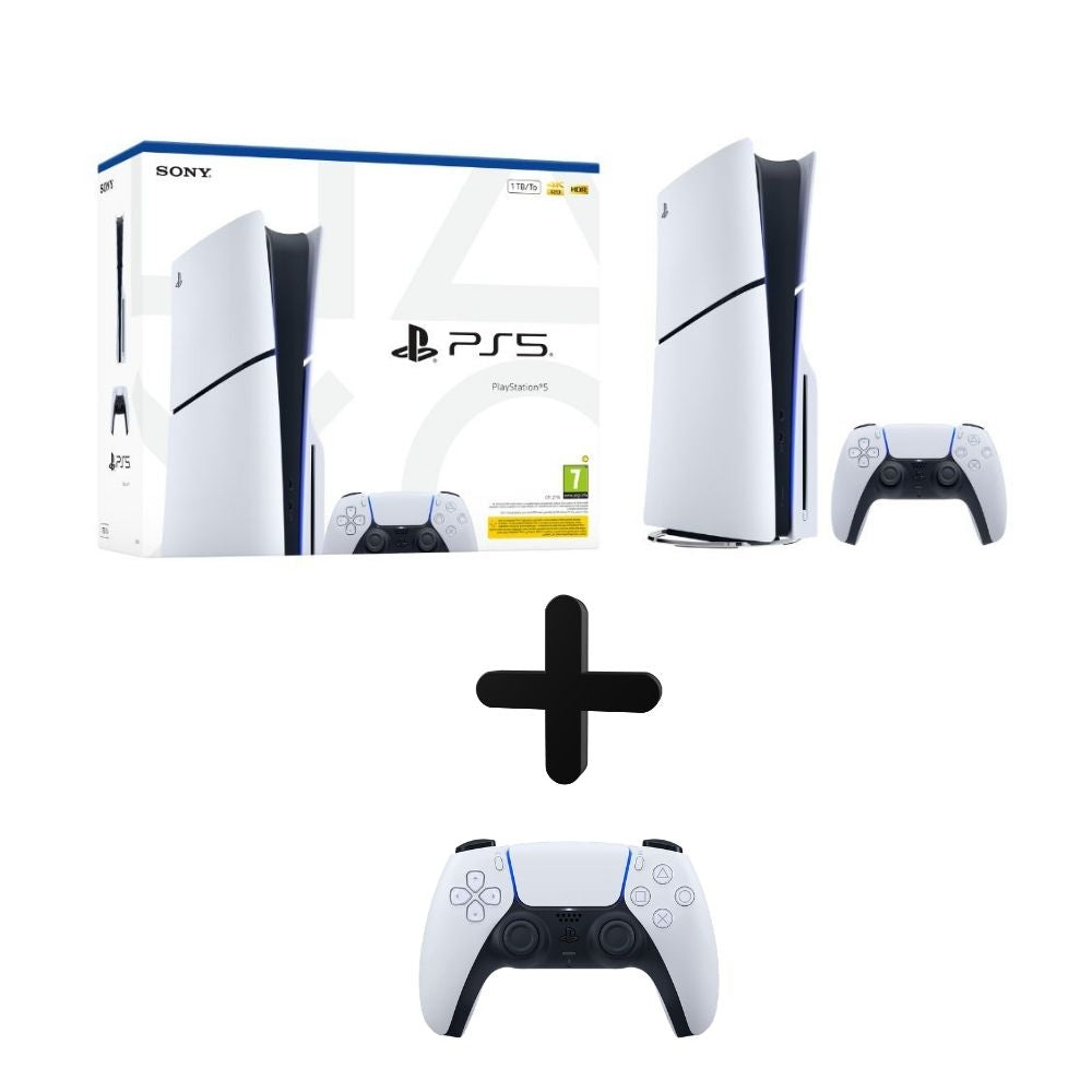 PlayStation 5 Slim Disk Edition E Chassis with extra DualSense Wireless Controller, White