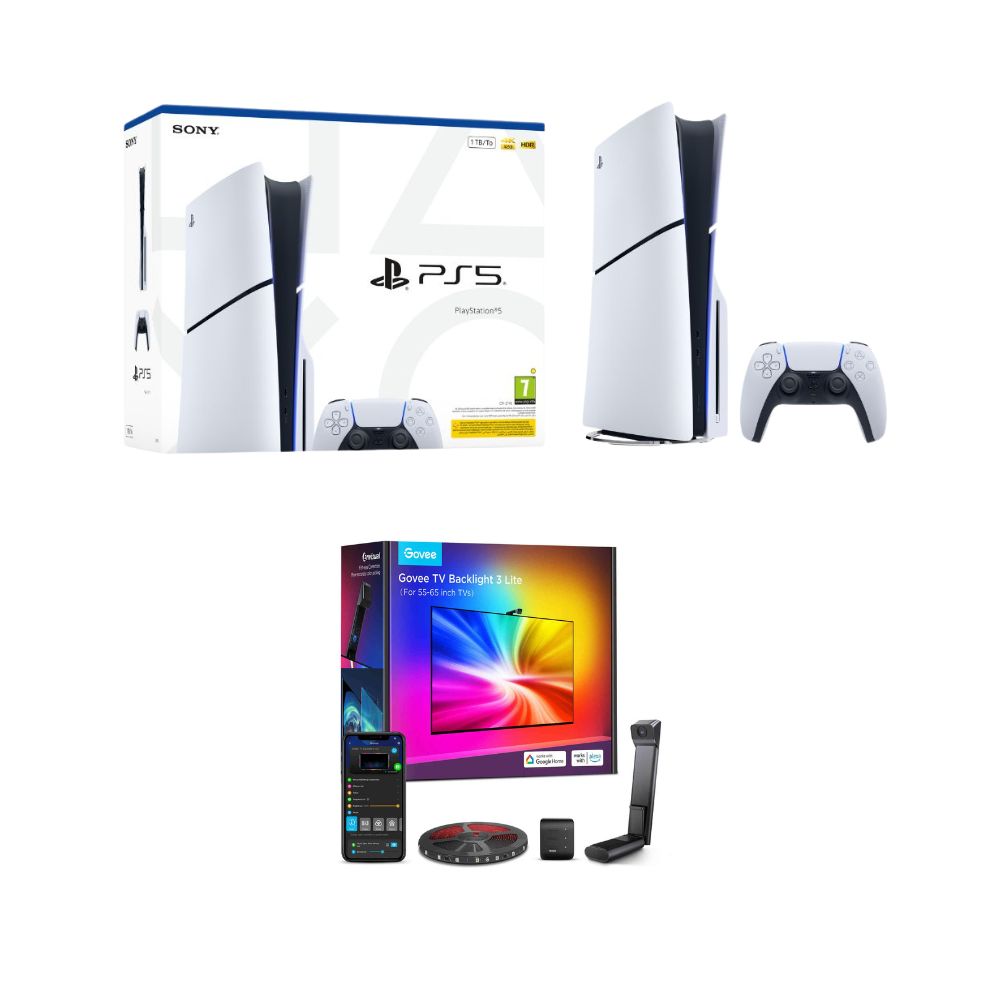 PlayStation 5 Slim Disk Edition + Govee Envisual TV Backlight 3 Lite for (55~65 inch) TV Bundle