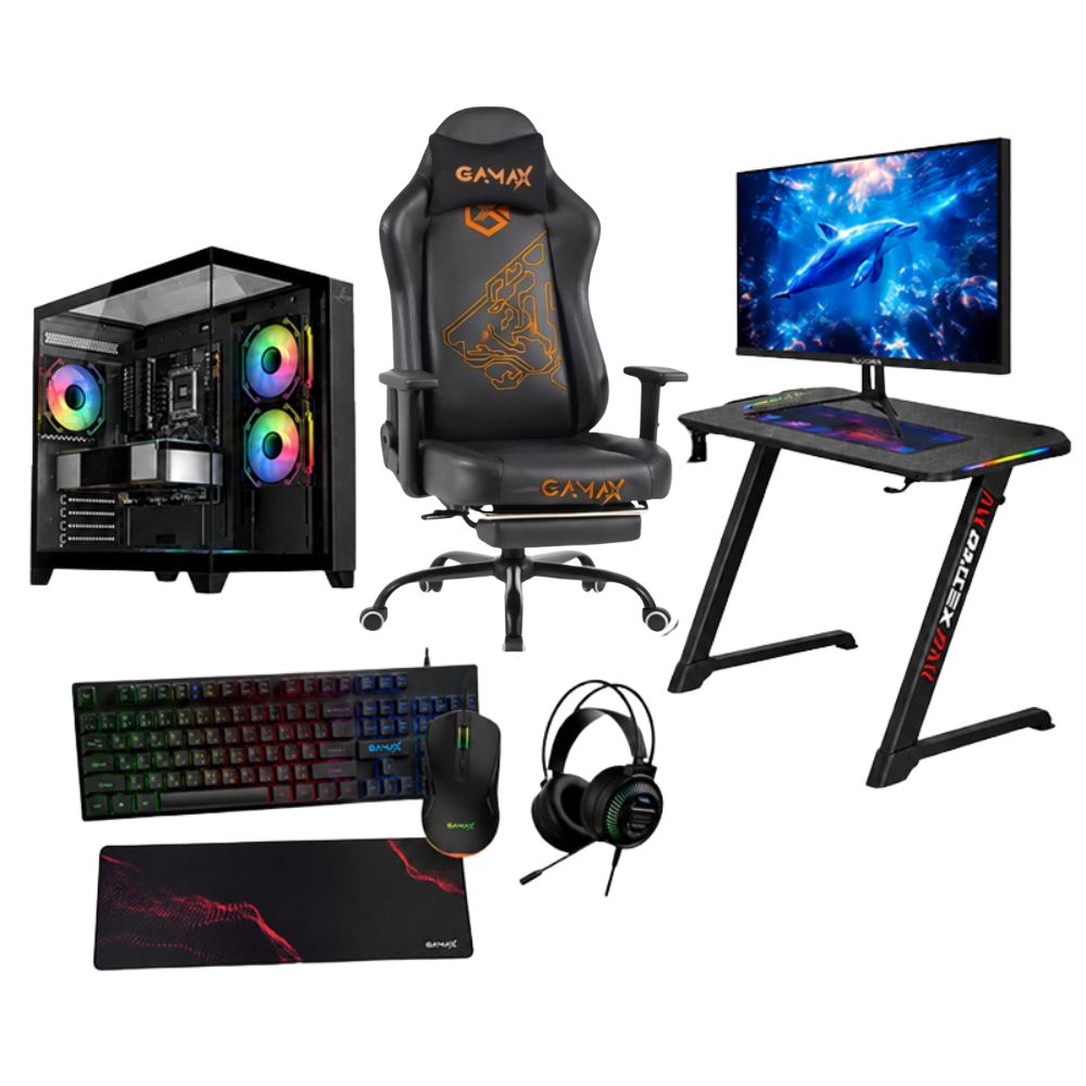 Gaming PC Intel Core i7-14700F, RTX 5060 8GB, Ram 16GB DDR5 6000MT/s, 1TB SSD, with 27” 240Hz Monitor, Gaming Desk, Chair & Gaming Combo