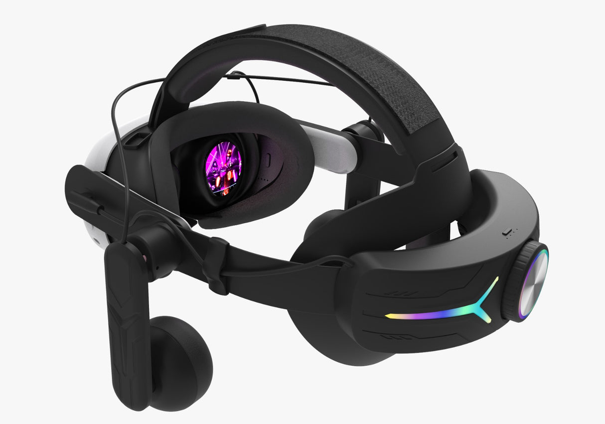Gamax Meta Quest 3 Head Strap with 8000mAh battery , Dazzle light & Headphone - Black