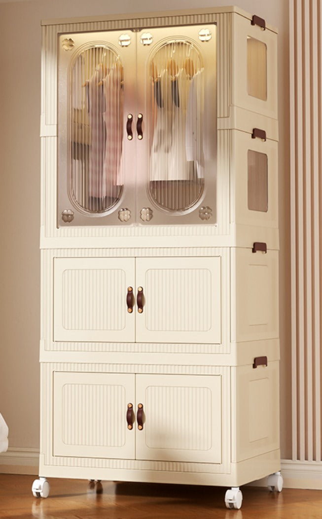 Home Kid Clothes Toy Organizer Folding Plastic Storage box Cabinet with 10 clothes hanger  66X43X143 CM