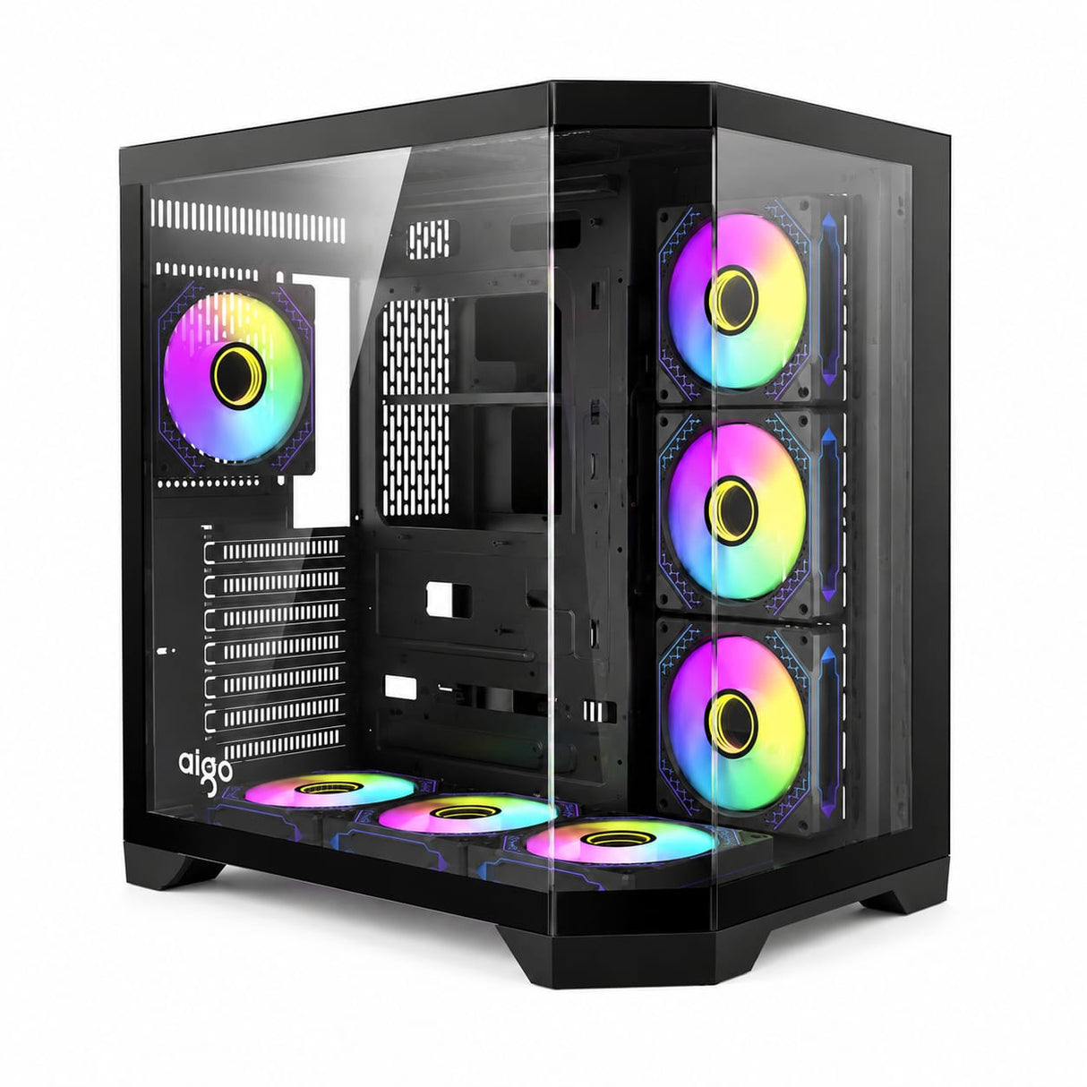 صندوق الحاسوب هنتكي إس 970 ستورم ماكس كرايو إيديشن، مع سبع مراوح، أسود
