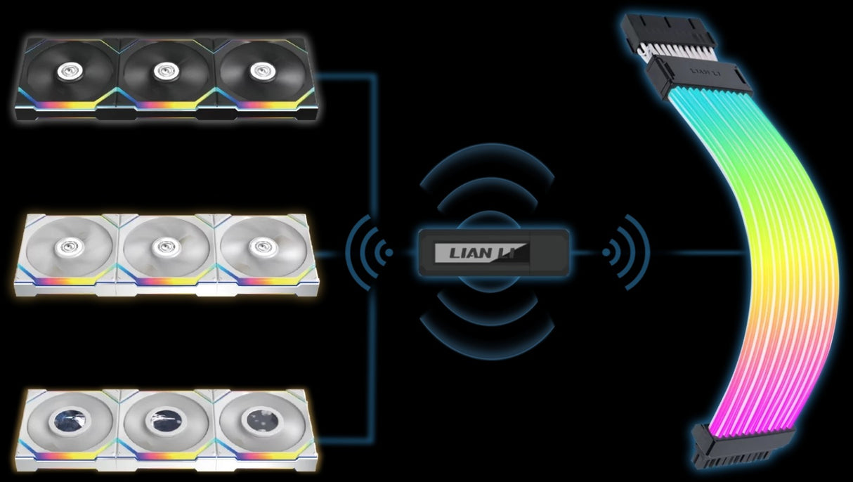 LIAN LI Strimer Wireless 24P RGB 24 Pin Extension 260mm Cable (PW24-1W) Black