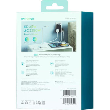 RAVPower RP-PC1065 GaN 45W Power Outlet Extender with 2 AC Outlets and 2 USB C - RP-PC1065