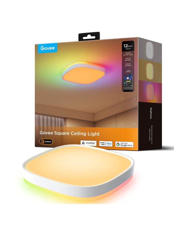 Govee 30cm RGBWW + RGBIC Smart Square Ceiling Light - H80A4