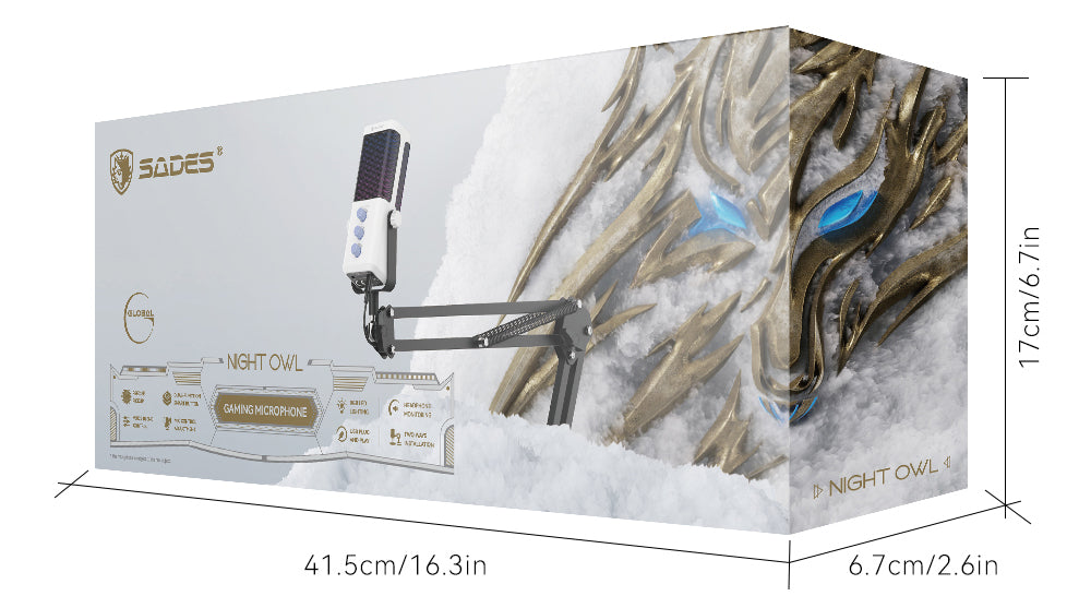 Sades Night OWI SA-M01W RGB Gaming Microphone - White