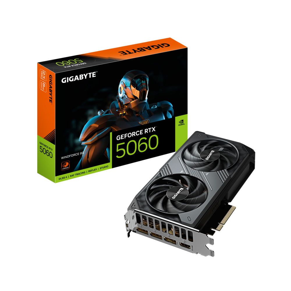 GIGABYTE GeForce RTX 5060 WINDFORCE 8G Graphics Card, 8GB 128-bit GDDR7