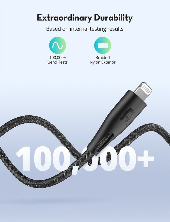 RAVPower RP-CB1017 Type-C to Light Cable 1.2m Nylon Black