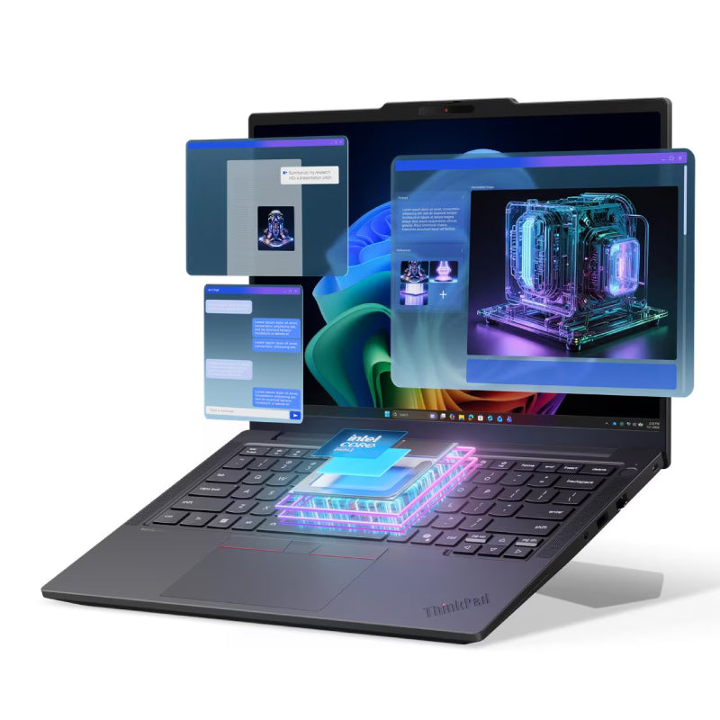 لابتوب لينوفو ثينك باد تي ١٤ الجيل السابع بمعالج إنتل كور ألترا ٧ ٣٥٥، ٨ أنوية، كوبايلوت بلس للكمبيوتر، شاشة ١٤ بوصة بدقة دبليو يو إكس جي إيه، رام ١٦ جيجابايت إل بي كام إم ٢ إل بي دي دي آر ٥ إكس بسرعة ٦٨٠٠، وحدة تخزين ٥١٢ جيجابايت إم ٢ بي سي آي إكسبريس إن