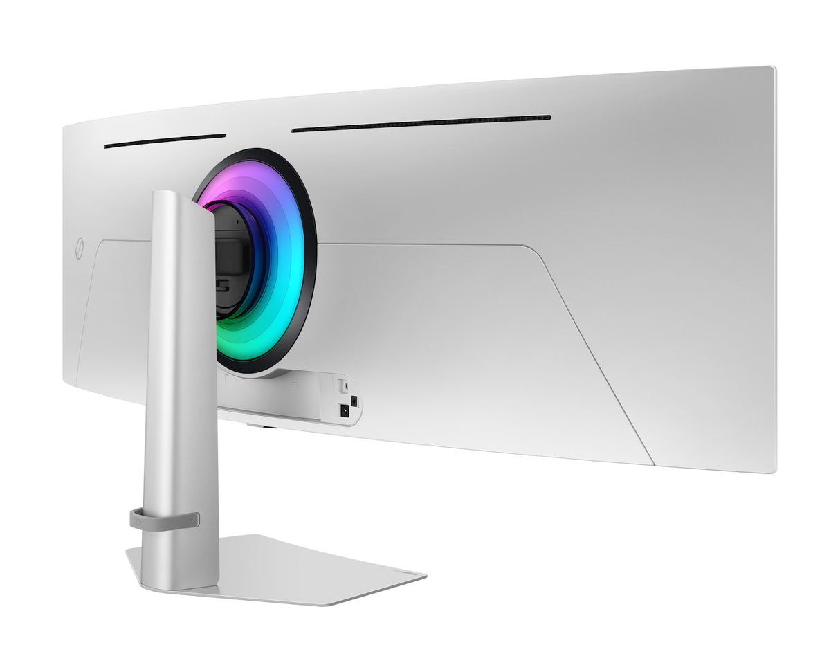 شاشة سامسونج أوديسي G9 G932 للألعاب، مقاس 49 بوصة، بتقنية OLED ودقة QHD مزدوجة (5120 × 1440)، ومعدل تحديث 240 هرتز، وزمن استجابة 0.03 مللي ثانية، وإمكانية تعديل الارتفاع مع الإمالة - فضي LS49DG932SMXUE