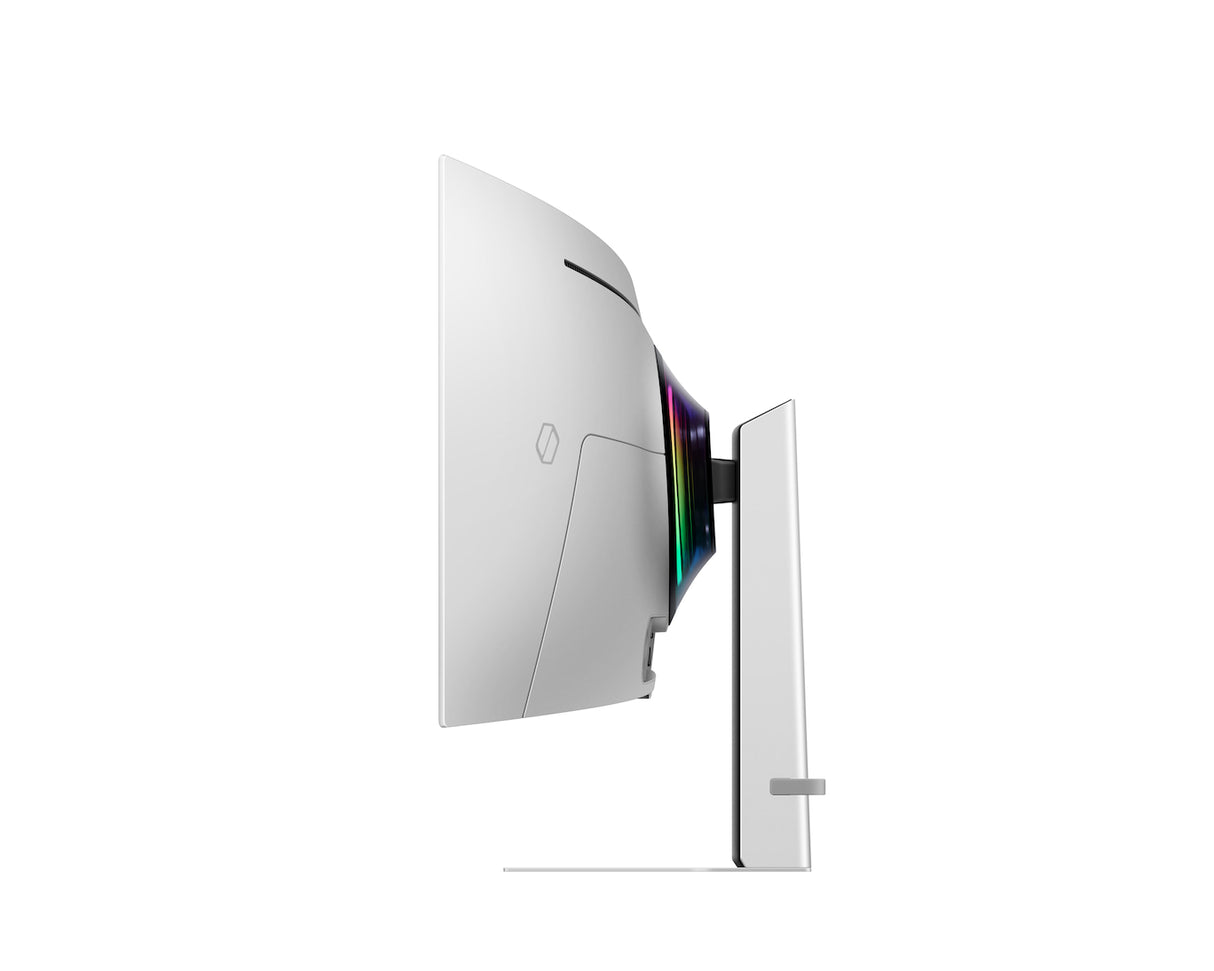 شاشة سامسونج أوديسي G9 G932 للألعاب، مقاس 49 بوصة، بتقنية OLED ودقة QHD مزدوجة (5120 × 1440)، ومعدل تحديث 240 هرتز، وزمن استجابة 0.03 مللي ثانية، وإمكانية تعديل الارتفاع مع الإمالة - فضي LS49DG932SMXUE