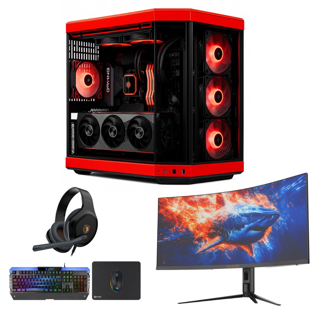 Gaming PC Bundle – Intel i7-14700F + RTX 5070 + 34” QHD Curved Monitor, Gaming Headset & Full PC Accessories