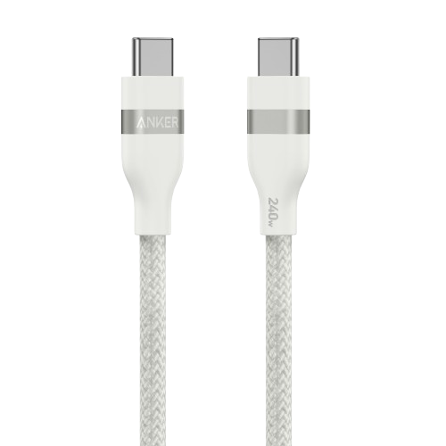 Anker USB-C to USB-C Cable 240W (Upcycled-Braided) (0.9m/3ft) A82E2H21 - White