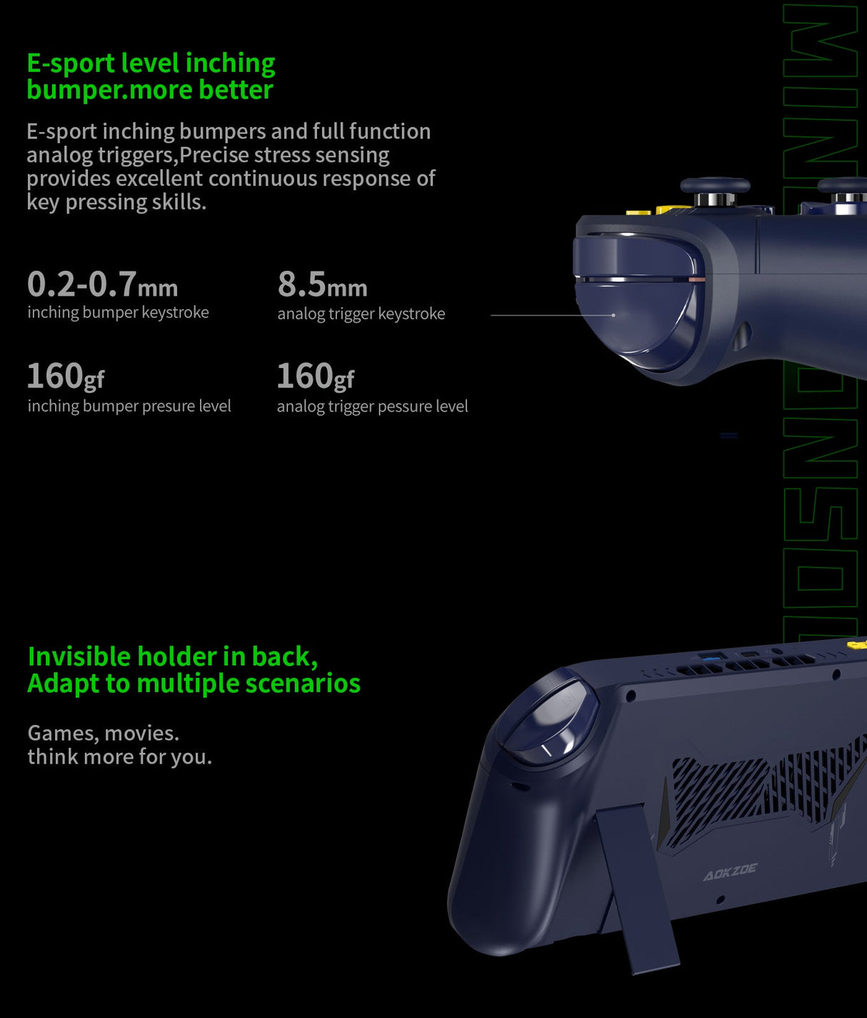 AOKZOE A1 Windows 11 Portable Pc Gaming Console ( 16 GB RAM , 1TB Memory ) - Quantum Blue