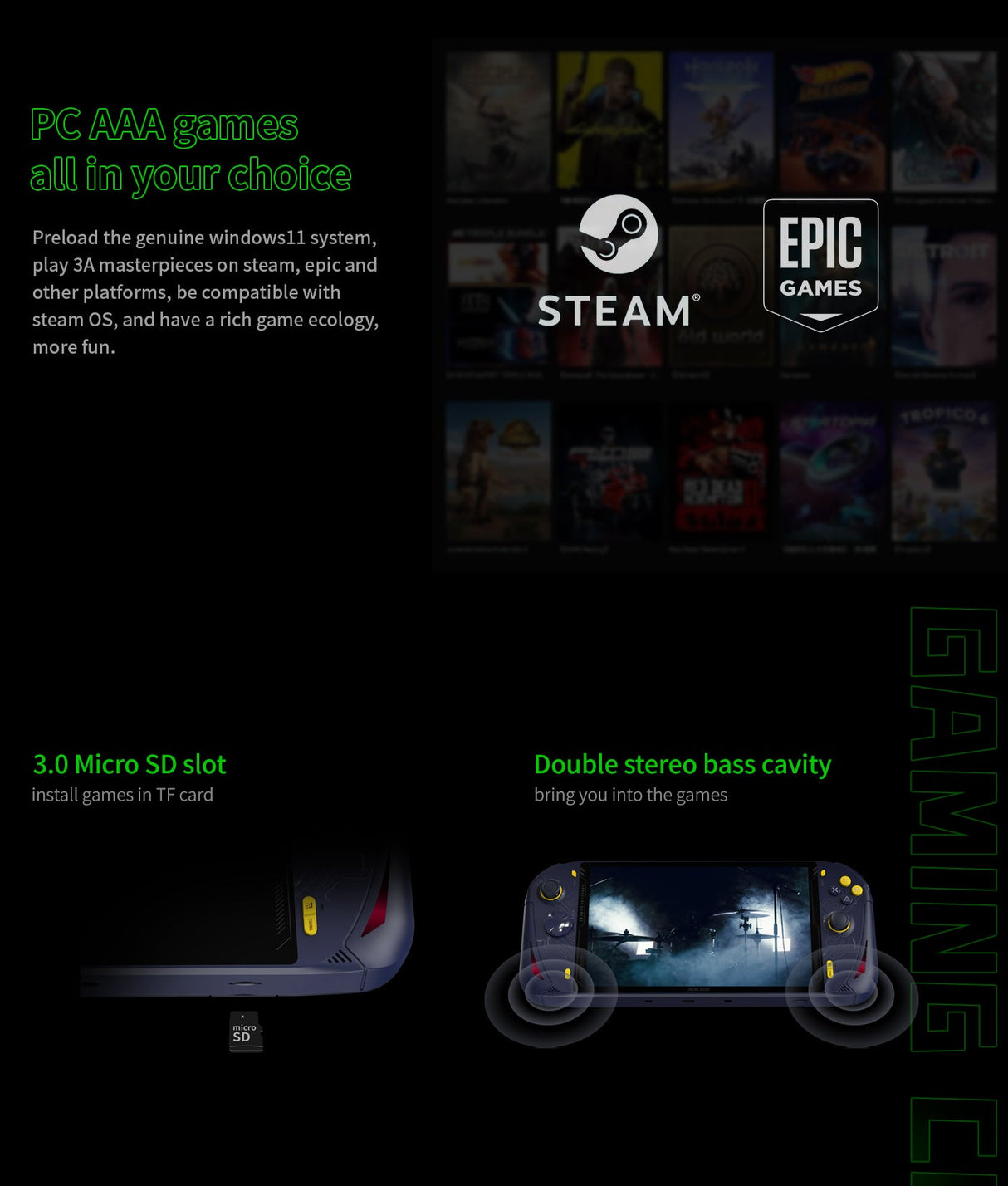 AOKZOE A1 Windows 11 Portable Pc Gaming Console ( 16 GB RAM , 1TB Memory ) - Quantum Blue