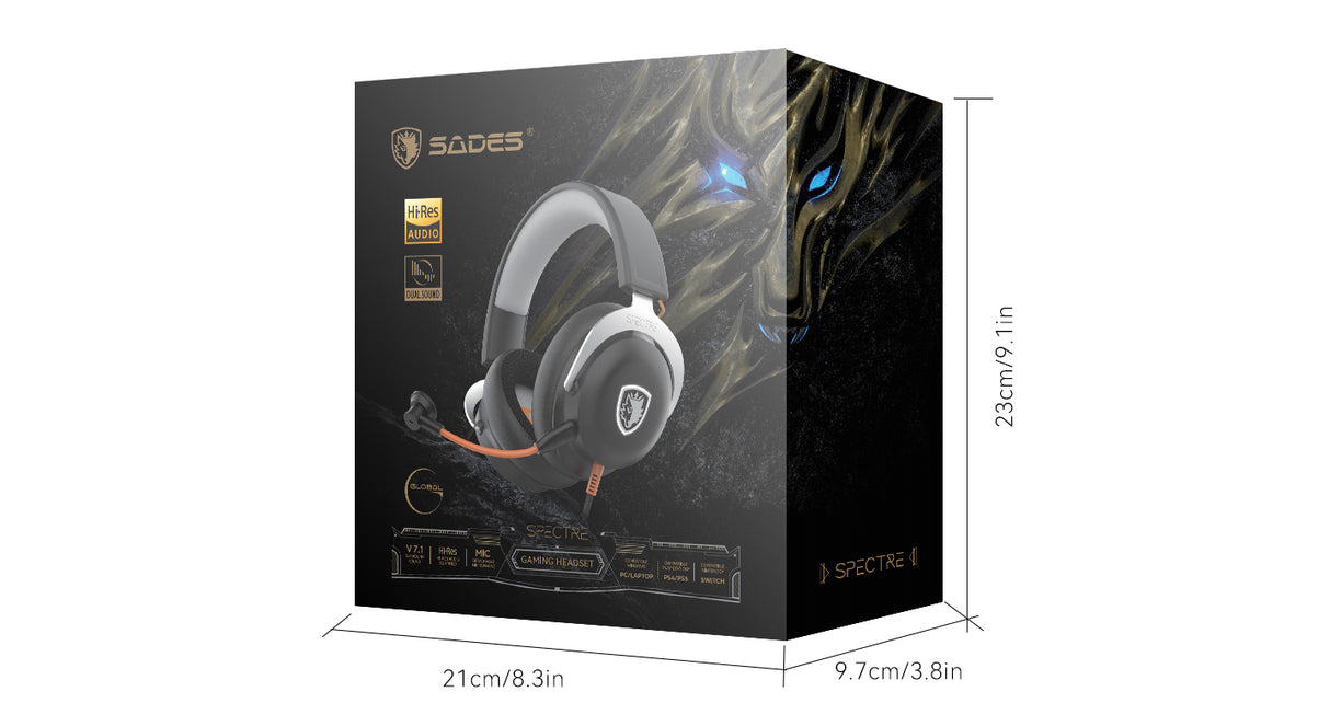 Sades Spectre SA-915B Virtual 7.1 Surround Sound USB Gaming Headset - Black