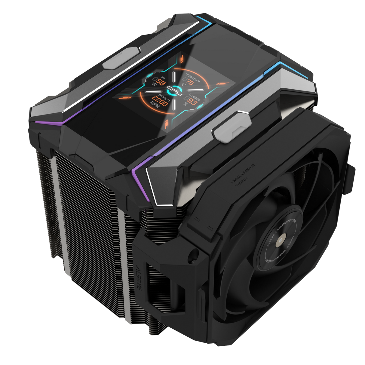 Alseye i600 Pro-W Air Fan Cooler 300W TDP with 2.83 inch screen - Black