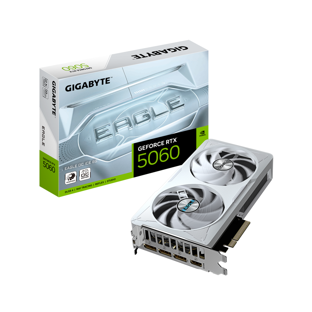 GigaByte GeForce RTX 5060 EAGLE OC ICE 8GB GDDR7 Graphics Card - White