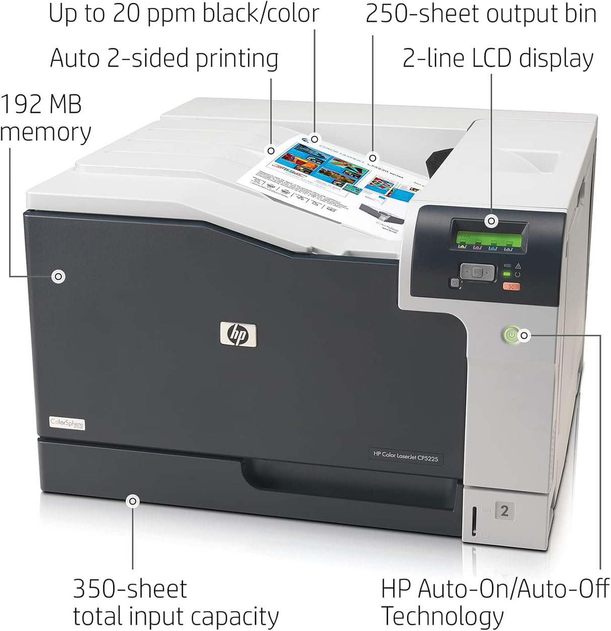 HP Pro CP5225dn- 20ppm / 600dpi / A3 / USB / LAN / Color Laser - Printer