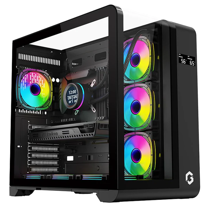 GAMEON INFINITY Series ARGB ATX Mid Tower Gaming PC Case - Black (7 ARGB Fans Included)