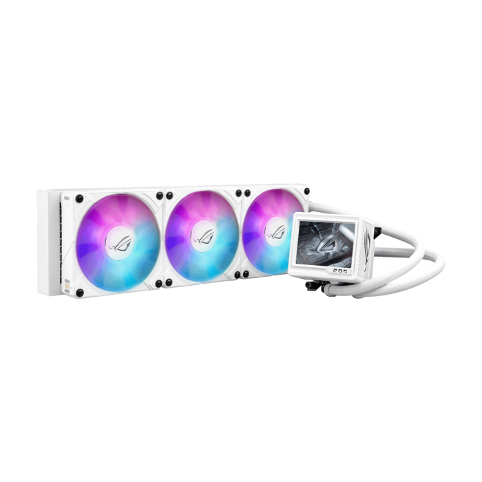 Asus ROG Ryujin III 360 ARGB Extreme Gen 2, 3.5" LCD, Magnetic Daisy-Chainable Fan, 360MM CPU Liquid Cooler - White