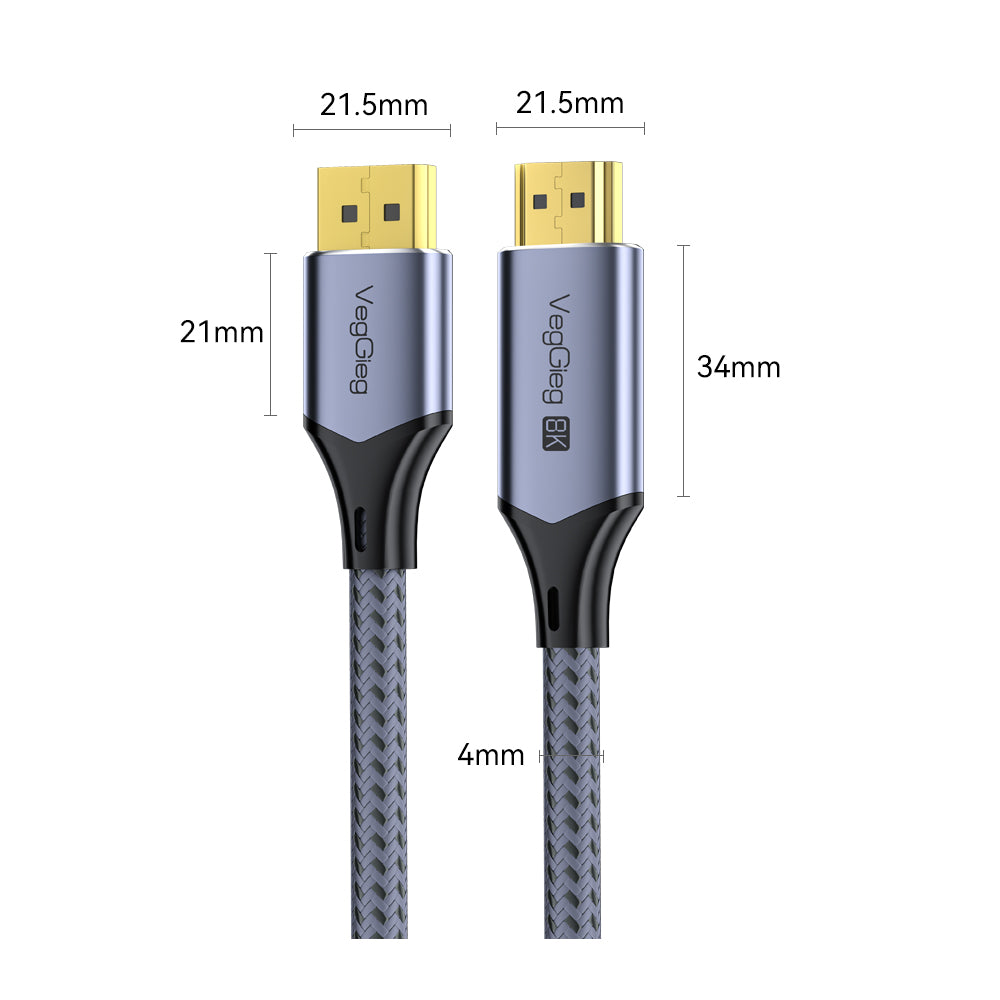 VegGieg DP to HDMI M/M 8K 2 meters Cable Model V-Z103