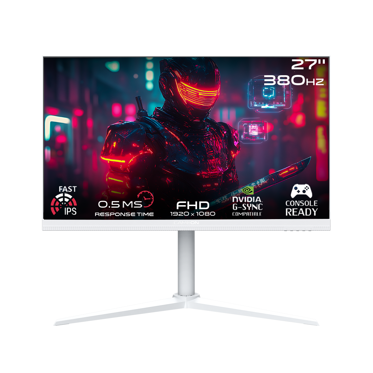 GAMEON GOAP27FHD380IPS Midnight Pro Series 27" FHD 1920x1080, 380Hz Refresh Rate, 0.5ms Response Time, HDMI 2.1, IPS Gaming Monitor - White