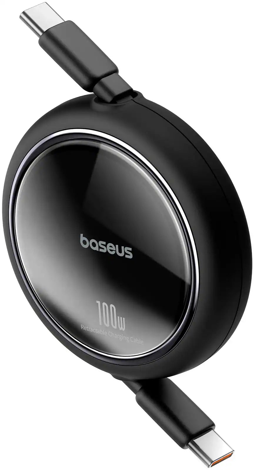 كابل Baseus Free2Pull Mini 2-in-1 قابل للانسحاب للشحن السريع USB-C إلى C+C 100 واط 1.2 متر - أسود كوني
