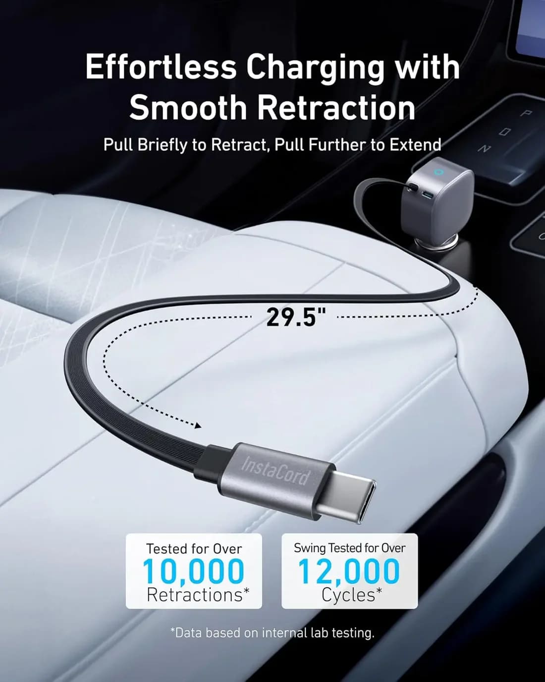 Anker Nano Car Charger (75W, USB-C Port, Built-in Retractable USB-C Cable) A2738HA2 - Silver