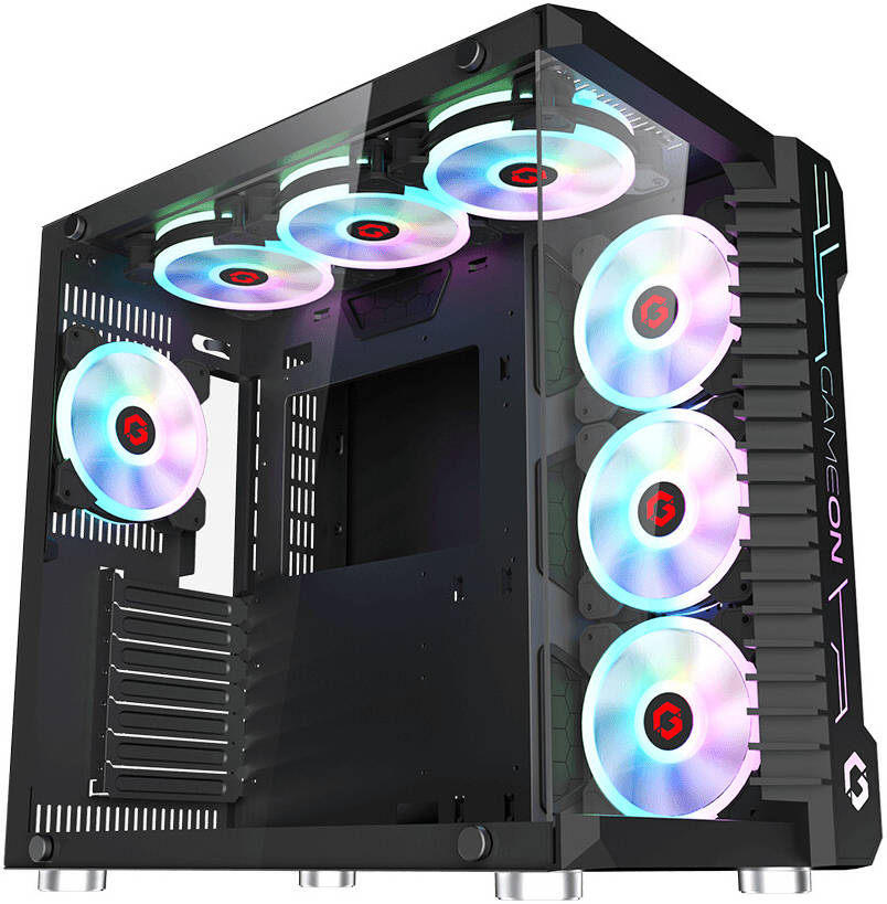 GameOn Emperor Midnight || Series 7FAN Mid Tower Gaming Case - Black
