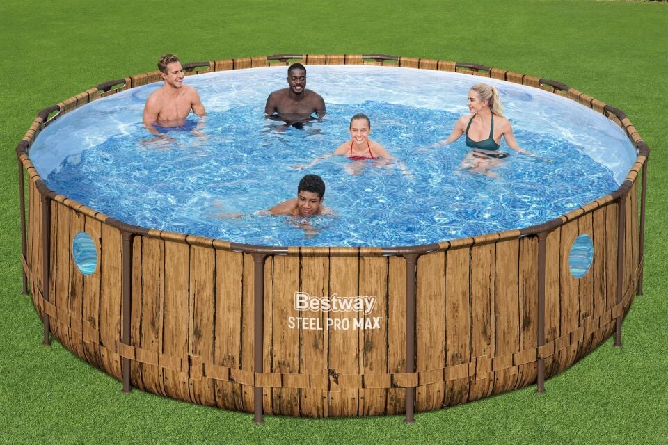 BESTWAY 4.88M X 1.22M POOL SET (Contents:Pool, Filter Pump(220-240V), Ladder, Cover, ChemConnect Dispenser, Compatible with Cartridge 58012(III)220-240V) 56725 (Installation Not Included)