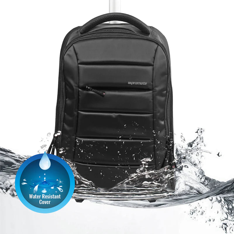 Promate Premium High Volume, Heavy Duty, Multi-purpose Trolley Bag for Laptops up to 15.6” with Multiple Storage Options