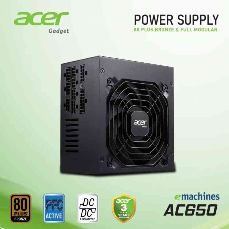 ACER 650W Bronze 80 Plus, Fully Modular, PSU Power Supply