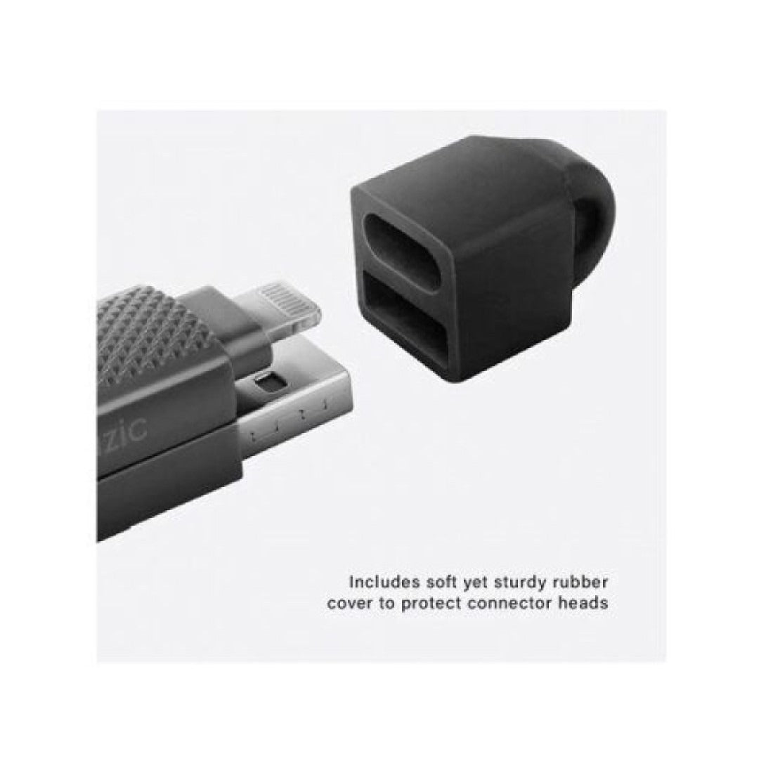 BAZIC GOCHARGE ALUCABLE, 4 IN 1 ALUMINIUM CHARGING CABLE WITH USB A/C INPUT AND USB C/LIGHTNING OUTPUT. PD FAST CHARGE 1M - BLACK