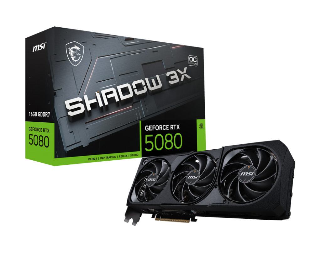 MSI Shadow 3x GeForce RTX 5080 16GB GDDR7 DLSS 4 OC Edition - Black