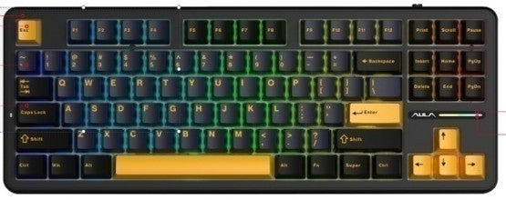 AULA F87 87 Keys Compact TKL Gasket Hot-Swappable Type-C Wired  Gaming Keyboard LEOBOG Grey Wood V3 - Black