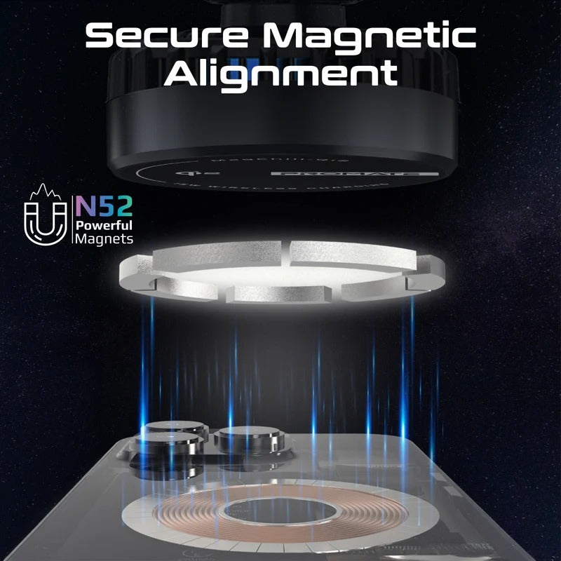 Promate 15W ActiveCool Cradleless Qi2 Certified Wireless Smartphone Charger Mount - Black