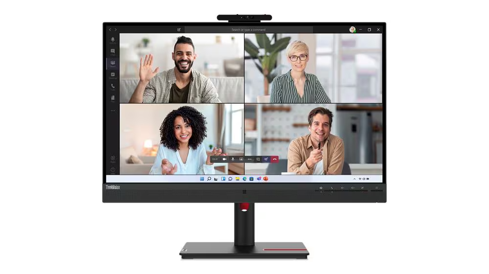 Lenovo ThinkVision T27hv-30 27" QHD VoIP USB-C Monitor USB Type-C +HDMI 2.1 + DP 1.4 + Dpout + Ethernet,Integrated Microphone Height Adjustment Pivot Stand - Raven Black, 3 yrs
