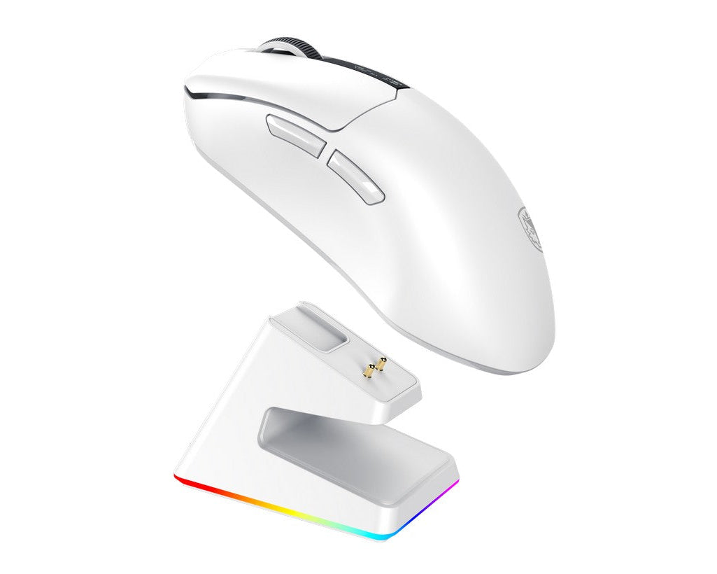 Sades Striker S2W 26,000 DPI Wireless Gaming Mouse with RGB Magnetic Charger and Oled Panel - White