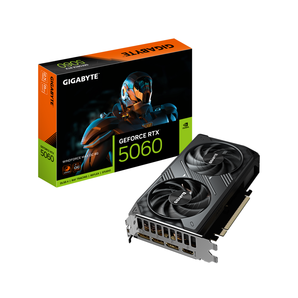 GIGABYTE GeForce RTX 5060 WINDFORCE MAX OC 8GB Graphics Card, GDDR7 128-Bit Memory
