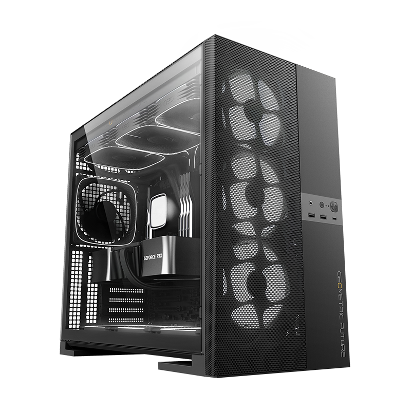 Geometric Future Model 5 Vent Mesh Mid Tower Case with 2503-140mm fan x5 - Black