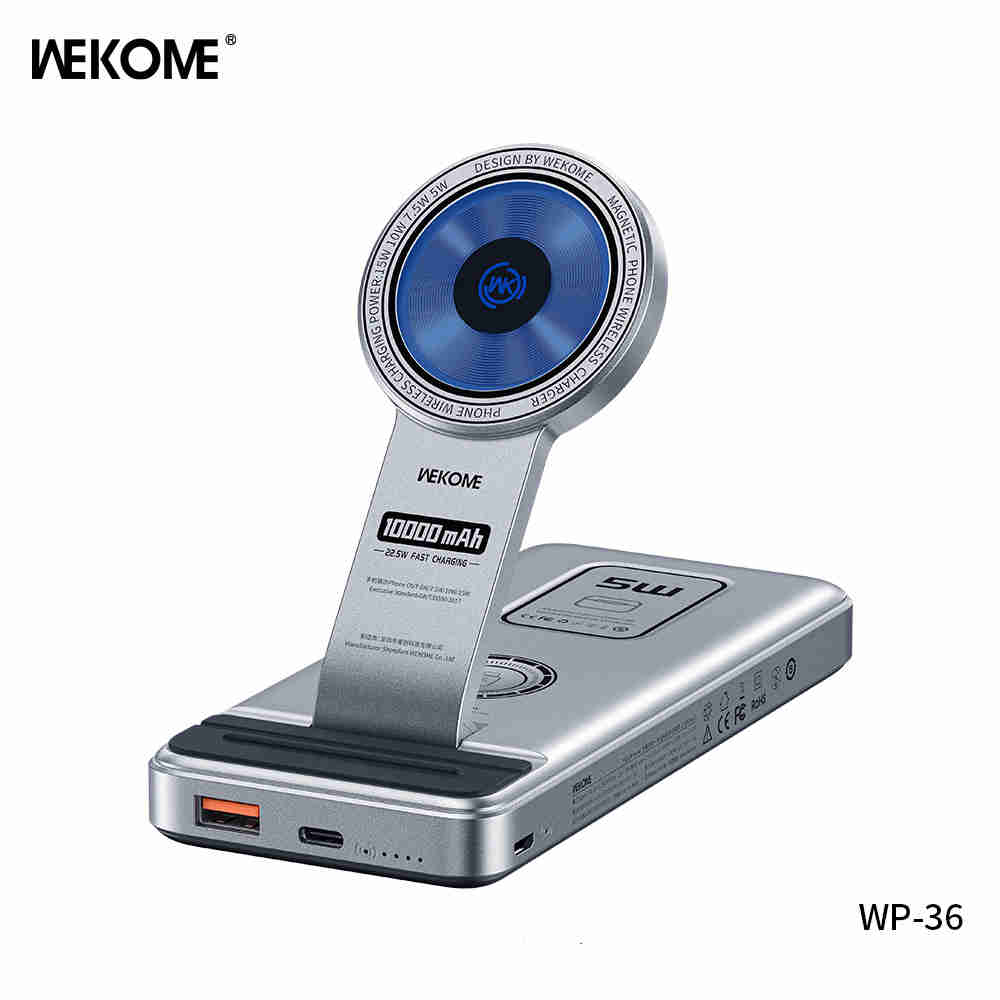 WEKOME WP-36 Vanguard Series Wireless Fast Charging Power Bank 10000 mAh - Silver