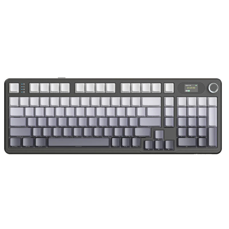 لوحة مفاتيح الألعاب ATTACK SHARK X98PRO بعدد 99 زرًا مع وضع اتصال ثلاثي، وشاشة عرض LED ملوّنة، ولوحة أرقام مدمجة - Gradient Black Blueberry Switch