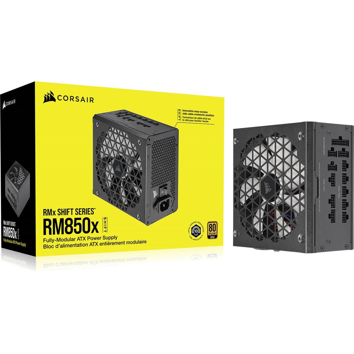 CORSAIR RM850x SHIFT 850W 80 Plus Gold Fully Modular ATX GEN 5.0 Power Supply (UK) - Black