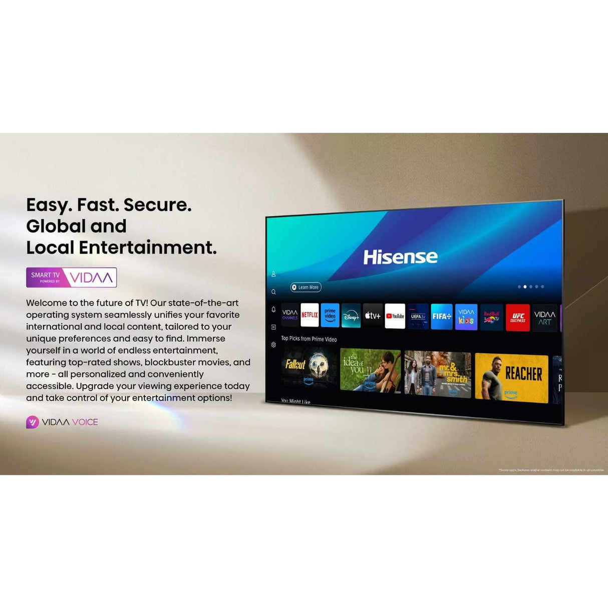 Hisense 65 Inch UHD 4K VIDAA Smart TV, 65A61Q