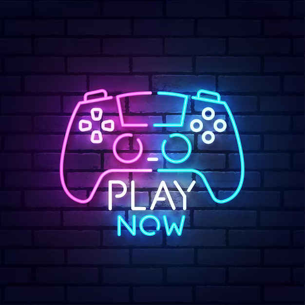 Gaming Neon Sign" Play Now Logo "