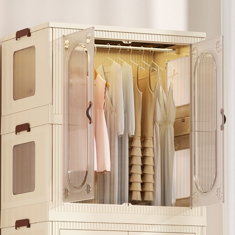 Home Kid Clothes Toy Organizer Folding Plastic Storage box Cabinet with 10 clothes hanger  76X51X127 CM