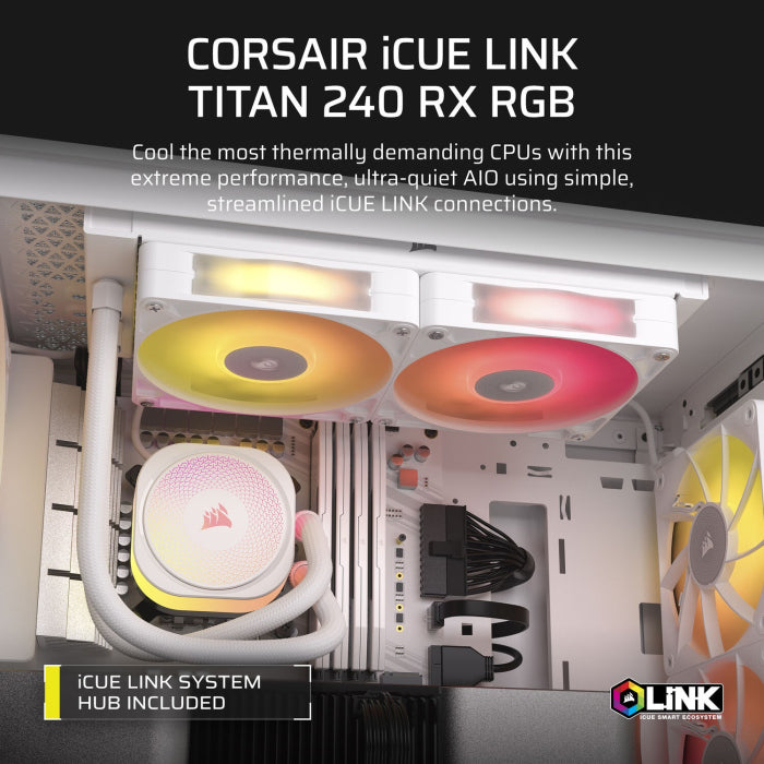 Corsair iCUE LINK TITAN 360 RX RGB AIO Liquid CPU Cooler - White