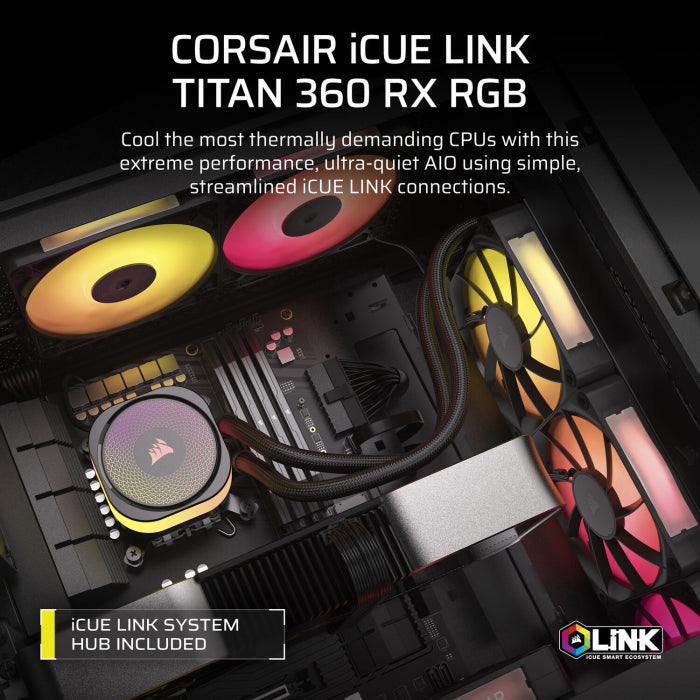 Corsair iCUE LINK TITAN 360 RX RGB AIO Liquid CPU Cooler - Black