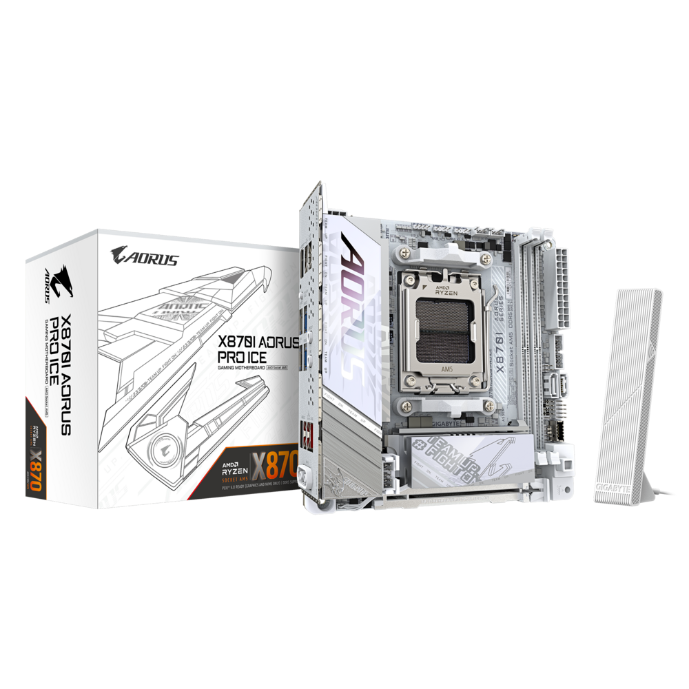 GIGABYTE AORUS X870I PRO ICE DDR5 AM5 Mini-ITX Motherboard - White